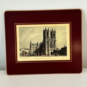 Vintage Lady Clare hardboard small placemat trivet Westminster Abbey England 9x8